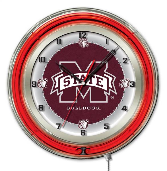 Mississippi State University 19 inch Double Neon Wall Clock