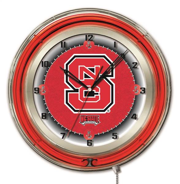 North Carolina State University 19 inch Double Neon Wall Clock