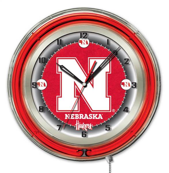 University of Nebraska 19 inch Double Neon Wall Clock