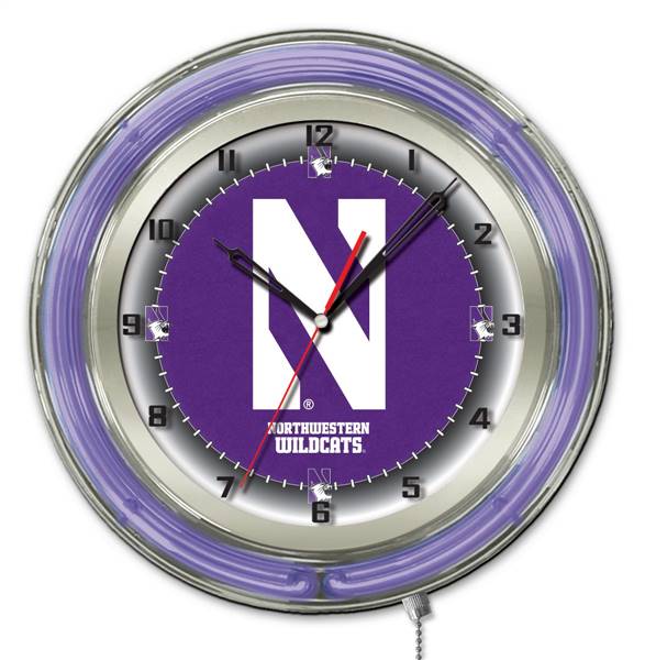 Northwestern University 19 inch Double Neon Wall Clock