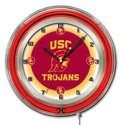 University of Southern California 19 inch Double Neon Wall Clock