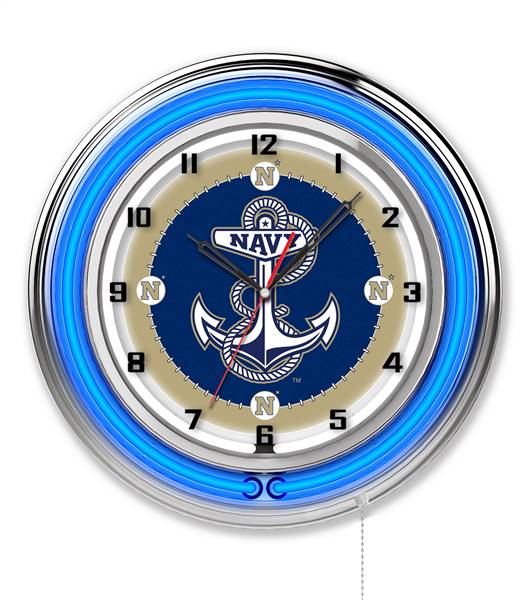 US Naval Academy 19 inch Double Neon Wall Clock