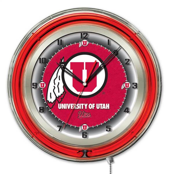 University of Utah 19 inch Double Neon Wall Clock