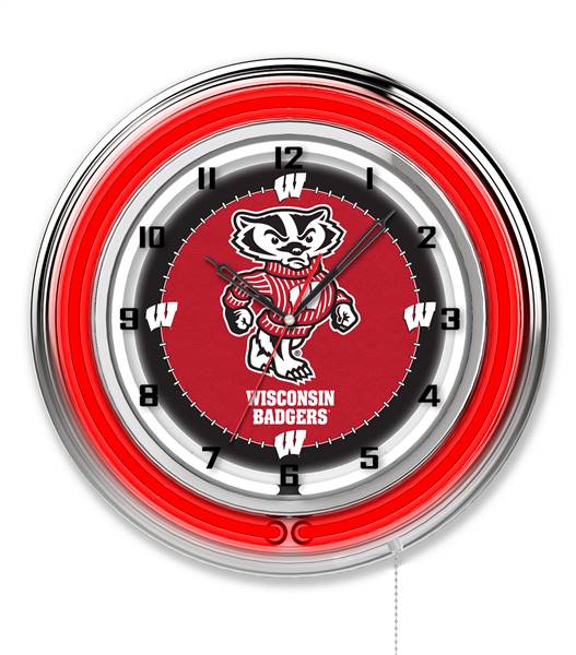 University of Wisconsin (Badger)  19 inch Double Neon Wall Clock