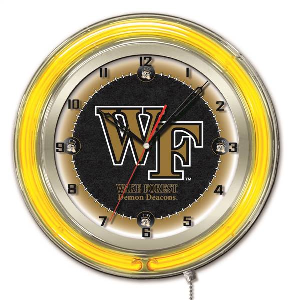 Wake Forest University 19 inch Double Neon Wall Clock