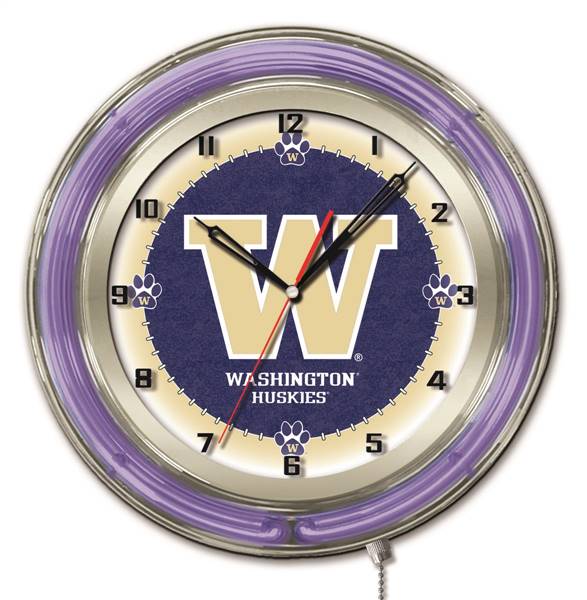 University of Washington 19 inch Double Neon Wall Clock