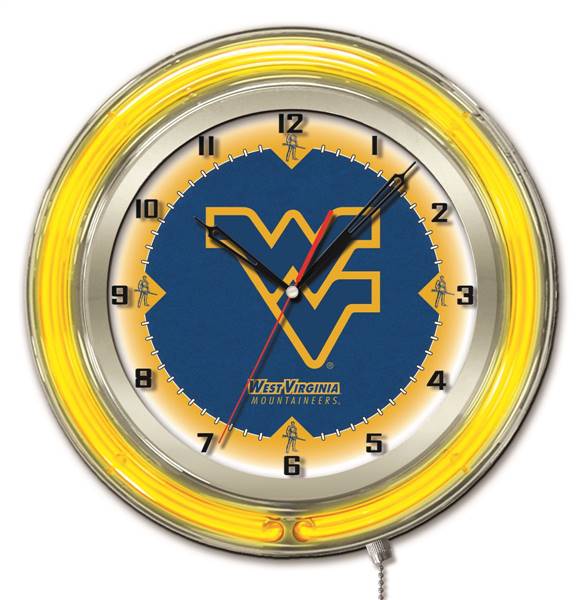West Virginia University 19 inch Double Neon Wall Clock