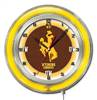 University of Wyoming 19 inch Double Neon Wall Clock