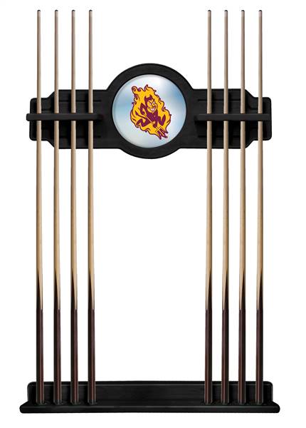 Arizona State University (Sparky) Solid Wood Cue Rack with a Black Finish