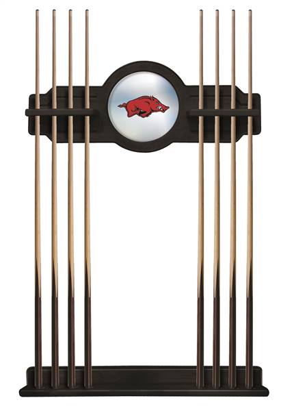 University of Arkansas Solid Wood Cue Rack with a Black Finish