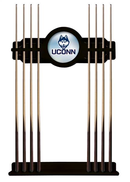 University of Connecticut Solid Wood Cue Rack with a Black Finish