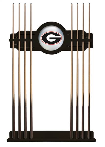 University of Georgia (G) Solid Wood Cue Rack with a Black Finish