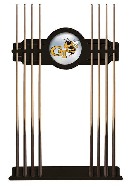 Georgia Tech Solid Wood Cue Rack with a Black Finish