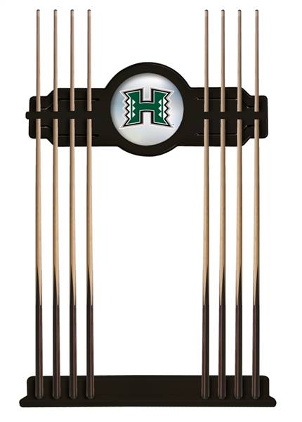 University of Hawaii Solid Wood Cue Rack with a Black Finish