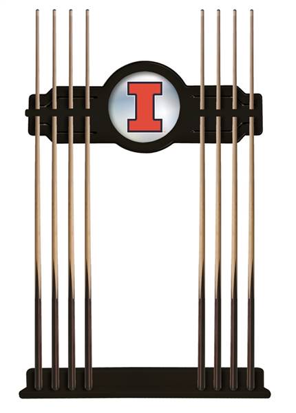 University of Illinois Solid Wood Cue Rack with a Black Finish