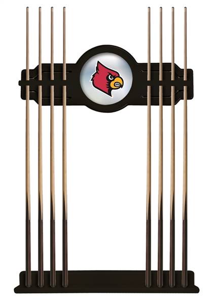 University of Louisville Solid Wood Cue Rack with a Black Finish
