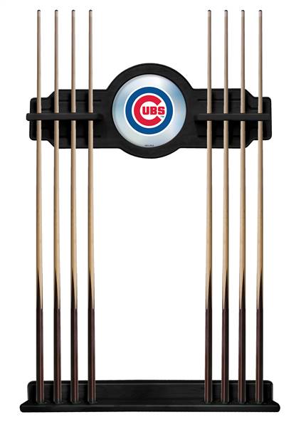 Chicago Cubs Solid Wood Cue Rack with a Black Finish