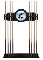 Miami Marlins Solid Wood Cue Rack with a Black Finish