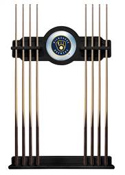 Milwaukee Brewers Solid Wood Cue Rack with a Black Finish