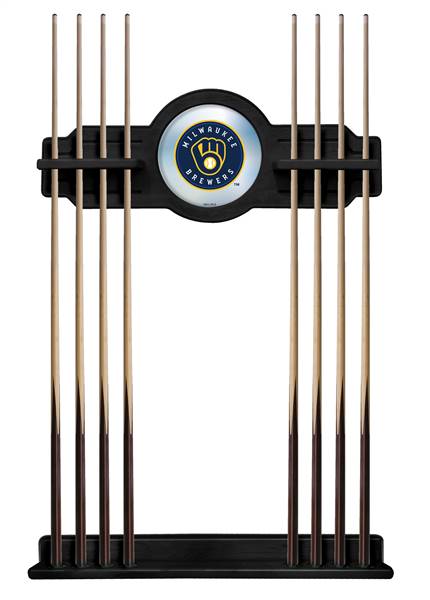 Milwaukee Brewers Solid Wood Cue Rack with a Black Finish