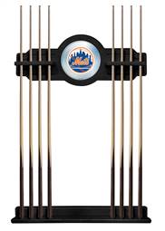 New York Mets Solid Wood Cue Rack with a Black Finish