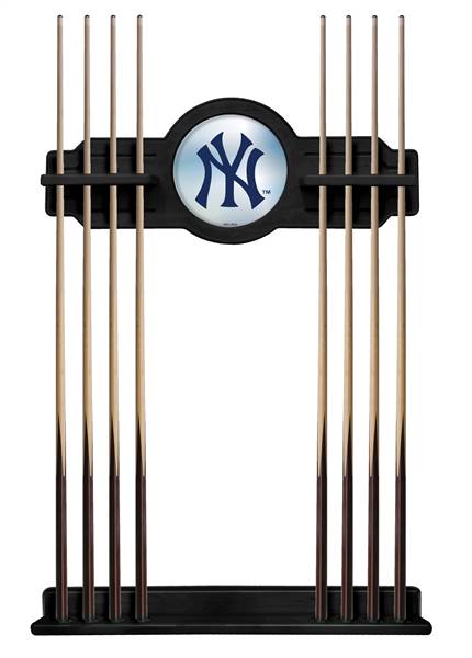 New York Yankees Solid Wood Cue Rack with a Black Finish