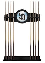 San Diego Padres Solid Wood Cue Rack with a Black Finish