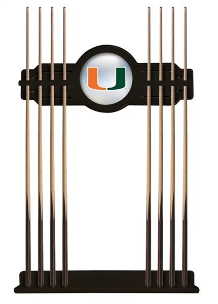 University of Miami (FL) Solid Wood Cue Rack with a Black Finish