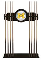 University of Michigan Solid Wood Cue Rack with a Black Finish