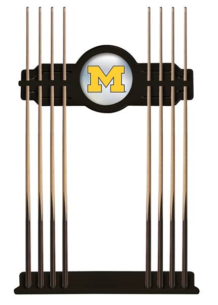 University of Michigan Solid Wood Cue Rack with a Black Finish