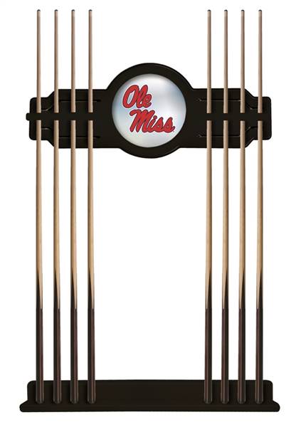 University of Mississippi Solid Wood Cue Rack with a Black Finish