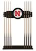 University of Nebraska Solid Wood Cue Rack with a Black Finish