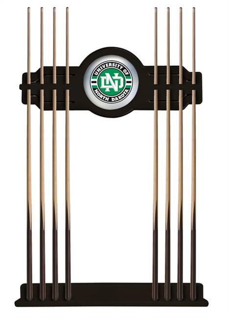 University of North Dakota Solid Wood Cue Rack with a Black Finish