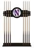 Northwestern University Solid Wood Cue Rack with a Black Finish