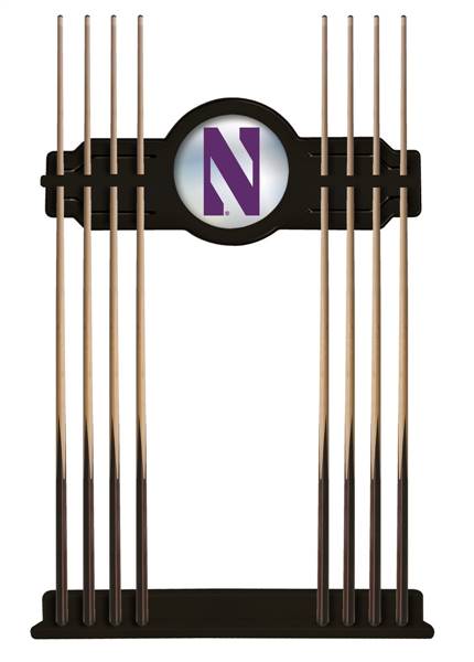 Northwestern University Solid Wood Cue Rack with a Black Finish