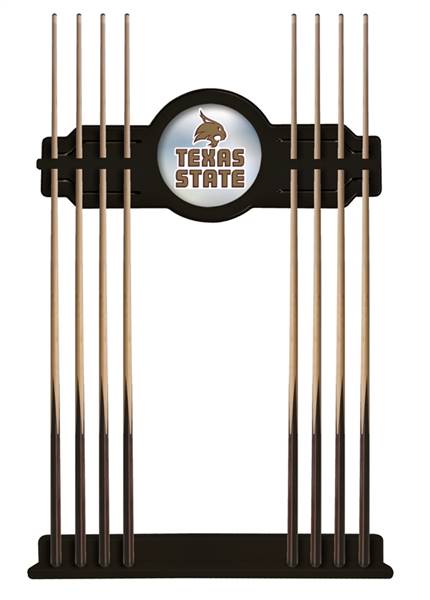 Texas State University Solid Wood Cue Rack with a Black Finish