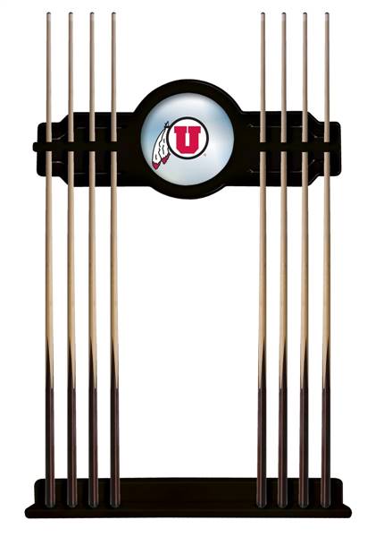 University of Utah Solid Wood Cue Rack with a Black Finish