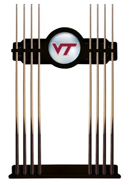 Virginia Tech University Solid Wood Cue Rack with a Black Finish