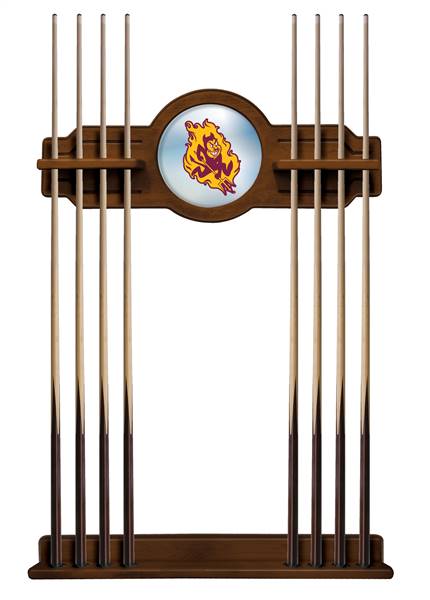 Arizona State University (Sparky) Solid Wood Cue Rack with a Chardonnay Finish