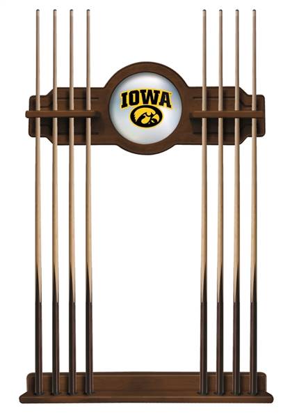 University of Iowa Solid Wood Cue Rack with a Chardonnay Finish