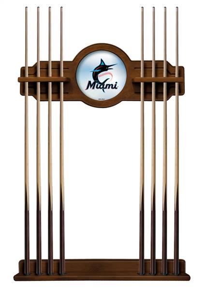 Miami Marlins Solid Wood Cue Rack with a Chardonnay Finish