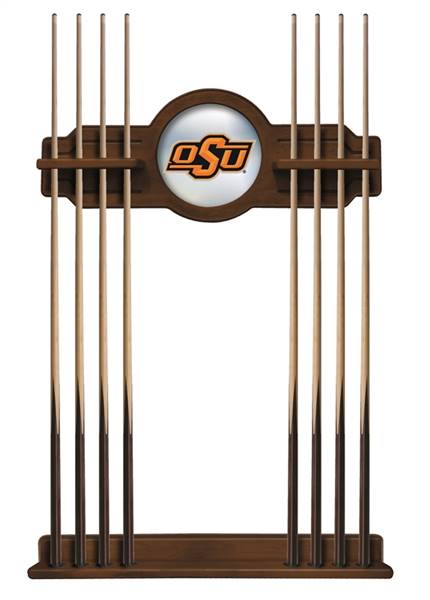 Oklahoma State University Solid Wood Cue Rack with a Chardonnay Finish