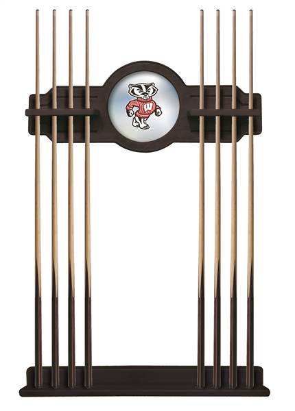 University of Wisconsin (Badger) Solid Wood Cue Rack with a English Tudor Finish