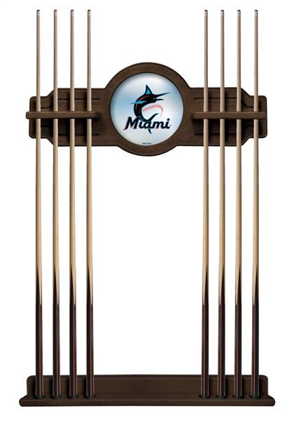 Miami Marlins Solid Wood Cue Rack with a Navajo Finish