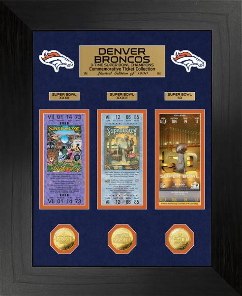 Denver Broncos Super Bowl Champions Deluxe Gold Coin & Ticket Collection  