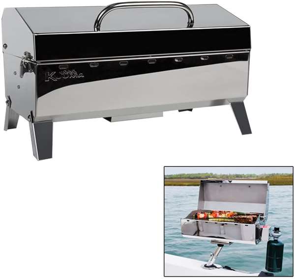 Kuuma Stow and Go Propane Tabletop and Mountable Grill - Stainless Steel with Foldable Legs
