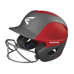 Easton 2-Tone Ghost Fastpitch Softball Batting Helmet With Softball Mask - Matte Red/Charcoal - Tball/Small  