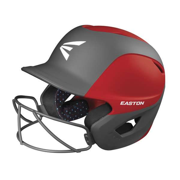 Easton 2-Tone Ghost Fastpitch Softball Batting Helmet With Softball Mask - Matte Red/Charcoal - Tball/Small  
