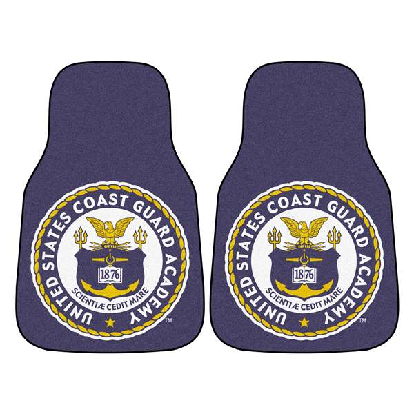 U.S. Coast Guard Academy 2-pc Carpet Car Mat Set Costal Academy Roundel Logo