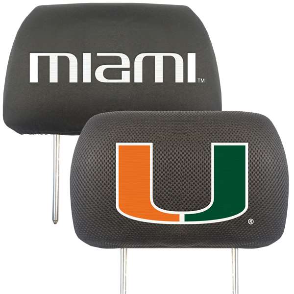 University of Miami Head Rest Cover Automotive Accessory